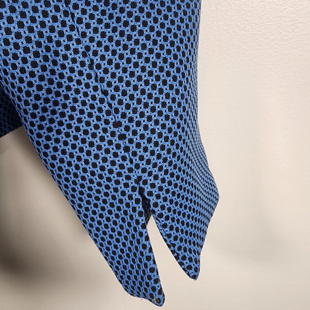 Evan Picone Suit Jacket Blue Black Contrast Trim Open Front Lined Geometric 12 - Picture 6 of 10